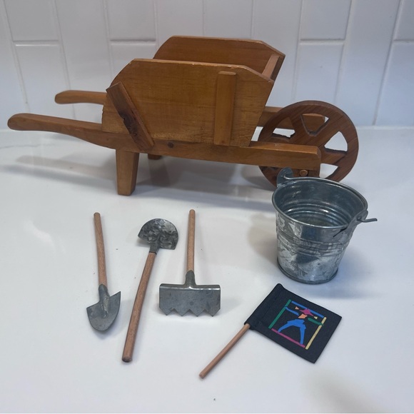 Other - Doll Furniture For 18” Doll Like American Girl Wheelbarrow And Garden Tools